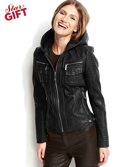 michael kors leather jacket macy's|michael kors ladies leather jacket.